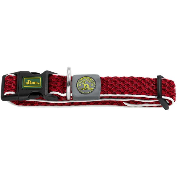 HUNTER Hundehalsung HILO VARIO BASIC, Farbe: orange, innovatives 3D-Mesh-Material, atmungsaktiv, leichter Kühleffekt bei Wärme, reflektierend, stufenlos verstellbar, angenehm leicht, Größe: M-L