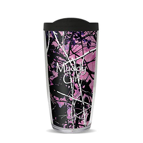 Muddy Girl Black Pink Camo 16oz Insulated Tumbler
