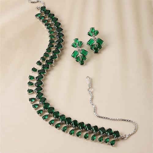 Sparkling American Diamond Necklace & Earrings Set