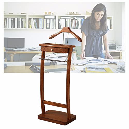 Porte-manteau autoportant en bois 44cm avec tringle à pantalons de bureau