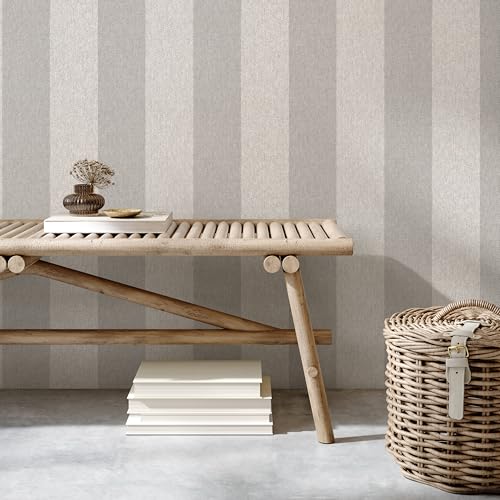 CROWN M1872 Harris Stripe Luxury Textured Wallpaper, Soft Grey, 52 x 1005 cm - Image 3