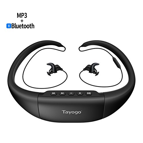 Tayogo étanche casque Bluetooth et lecteur MP3u00a08u00a0Go et lecteur FM pour natation Surf randonnée Course