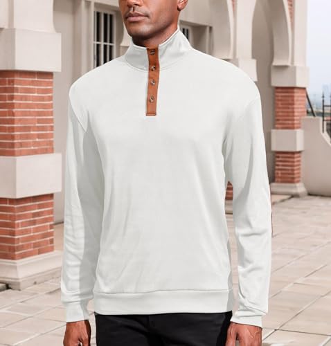 2025 Men Corduroy Long Sleeve Crewneck Pullover Sweatshirts Thermal Stand Collar Heavyweight Casual Button Sweatshirts3