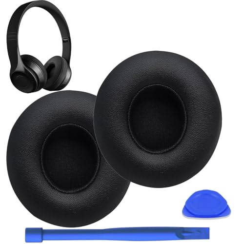 Replacement Ear Pads for beats solo 3 Wireless/Wired Headphone Memory Foam Ear Cushion PadsNoise Isolation Foam Durable Leather (Black)