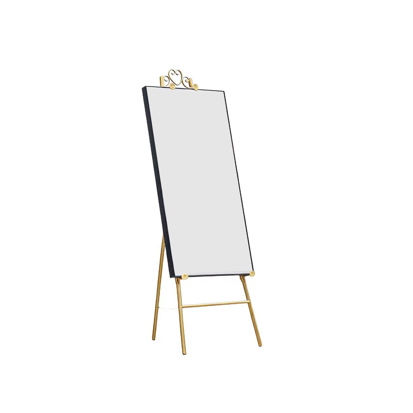YNBSHGAA Floor Metal Easel with Heart-Shaped Top, Folding Stand for Paintings, Art Show Displays,Gold-48X135cm