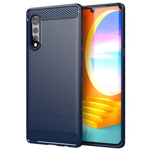 Capa Case Para LG Velvet (Tela 6.8) Carbon Fiber Leve Fina Maleável (Azul)