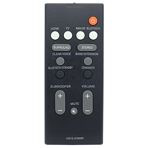 FSR78 ZV28960 - Mando a distancia de repuesto para Yamaha SoundBar System ATS-1060 ATS-1070 ATS-2070 YAS-106 YAS-107 YAS-207 YAS-CU207 NS-WSW42 YAS-108 ATS-1080 YAS AS-408 ATS-4080