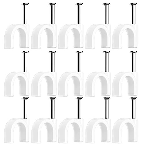 100 Piezas Grapas para Cables,Grapas cable pared,Clips de Cable Redondo,Clips para cables,Clips de pared de Cable Eléctrico,para Cable Gestión,Canal de cables(6mm)