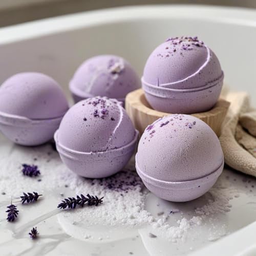 Image of Lavender Buds Bath Bombs for Bath Tub - Pack of 6-75g Each - Refreshing Hydrating Enchanting Aromatic Bath Bombs - Perfect Lavender-Fizzy Gift Set - Moisturizing Spa Experience