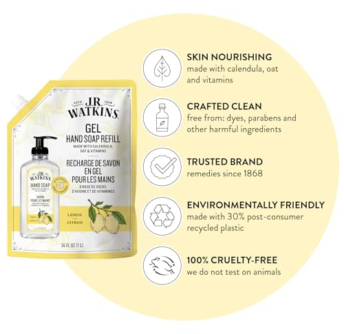 image for J.R. Watkins Gel Hand Soap Refill, Moisturizing Hand Wash, Formulated 