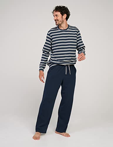 LAPASA Men's Soft Knit Pajama Sets Comfy Sleepwear Loungewear PJ Top Long Sleeve Bottoms Pant with Pocket Meditation M23/M1004