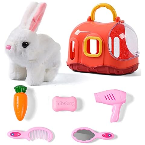 XDISHYN Pet Care Cage Play Set, Doctor Medical Pretend Role Play Dog Grooming Toys, Pet Feeding Carrier Toy for Boys and Girls(rabbit) Cover