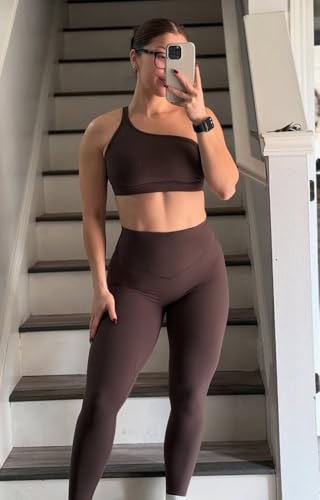 Image of Aoxjox Astoria One Shoulder Sports Bra | asymmetrical workout top, women's fitness training gym yoga crop tank, 4-way stretch, moisture-wicking