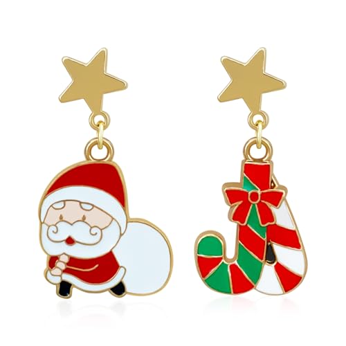 Christmas Earrings for Women Cute Holiday Dangle Drop Earring Christmas Tree Santa Claus Christmas Hat socks Bell Snowman Stud Earrings Jewelry Costume Outfit Accessories