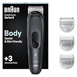 Braun Body Groomer 3, Manscaping Tool For Men With SkinShield Technology, Sensitive Comb, Wet & Dry, 100% Waterproof, UK 2 Pin Plug, BG3350, Black/Grey