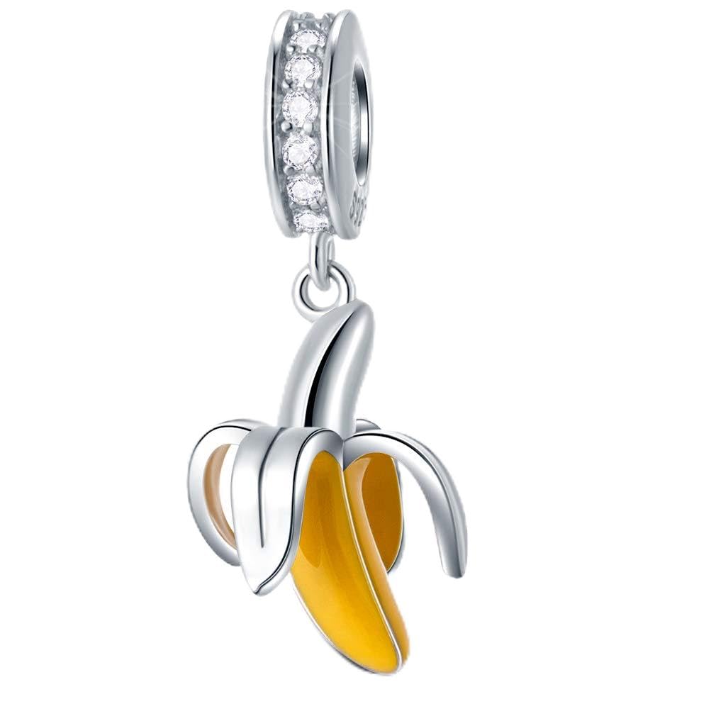 Ciondolo A Forma Di Banana, In Argento Sterling 925 Con Smalto Giallo, Adatto Per Braccialetti E Collane, Matrimoni, San Valentino-image