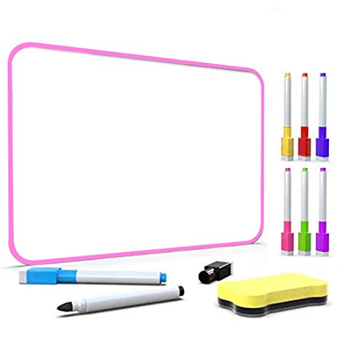 Whiteboard, DumanAsen Doppelseitige Magnetische Whiteboard, Magnettafel, mit 8 Stifte und ein Schwamm, Trocken Abwischbar,(Pink, 42cm x 30cm) Cover