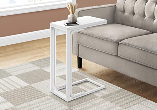 Monarch Specialties I 3478 Accent Table, C-Shaped, End, Side, Snack, Living Room, Bedroom, Metal, Laminate, White, Contemporary, Modern by Monarch Specialties - Used condition - Image 2
