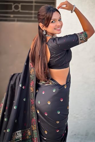 Image of SGF11 Women's Kanjivaram Pure Soft Silk Saree With Unstitched Blouse Piece