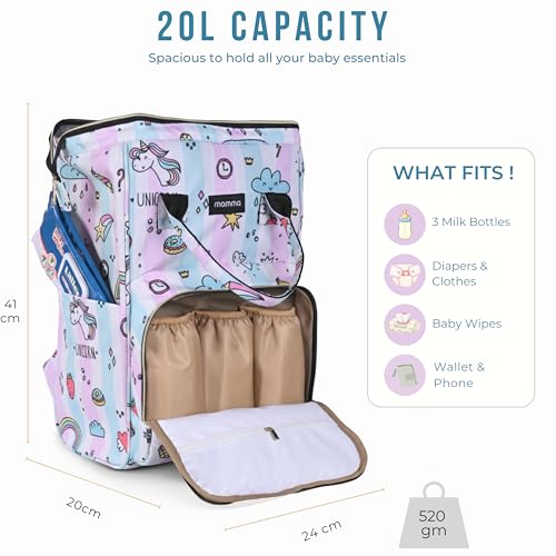 Image of MAMMA Diaper Bag for Mothers for Travel, Baby Bag for Mother Travel, Hospital Bag for Delivery Women, Baby Diaper Bag for Mom, 12 Pockets Diaper Bags for Mothers with 9 Months Warranty