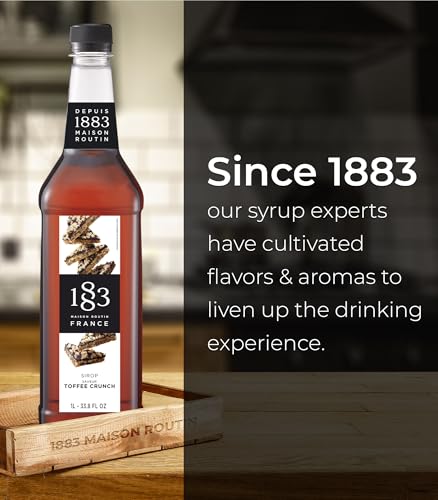 Image of 1883 Toffee Crunch Syrup for Drinks, Made in France, 1 Liter Plastic Bottle