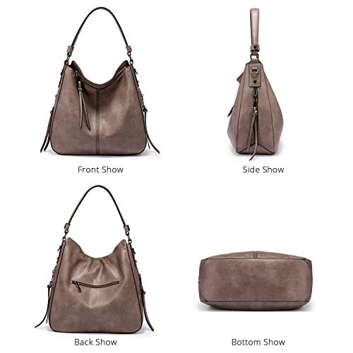 Image of Realer Hobo Crossbody Bags for Women Designer Faux Leather Hobo Handbags Retro Large Size Shoulder Bag Bucket Purse