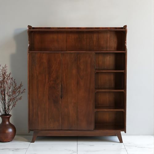 Image of The Attic Ritz Shoerack, Shoe Storage Cabinet for Home, Shoe Rack with Seat & Door, Shoe Organizer, Shoe Rack for Home, Honey Matte Finish