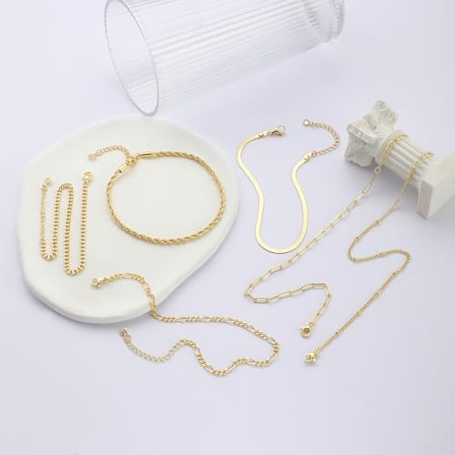 Image of Rotnso Anklets for Women 14K Gold Silver Plated Ankle Bracelets Trendy Waterproof Boho Anklets Set Adjustable Dainty Cute Diamond Beaded Heart Non Tarnish Summer Beach Jewelry Gift