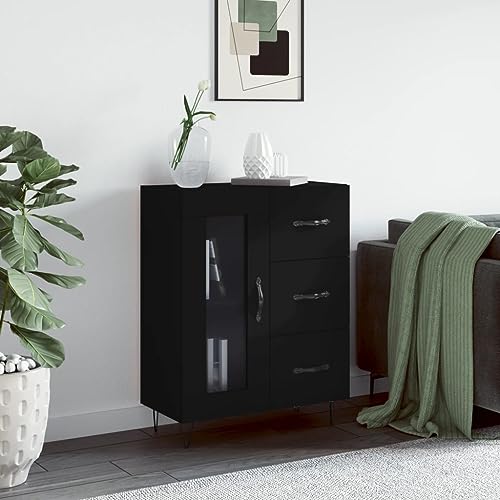 Lalfkkii Aparador decorativo de interiores, estilo buffet, moderno, armario portaobjetos, mueble de entrada, para salón, dormitorio u oficina, diseño sencillo y práctico, color negro, 69,5 x 34 x 90