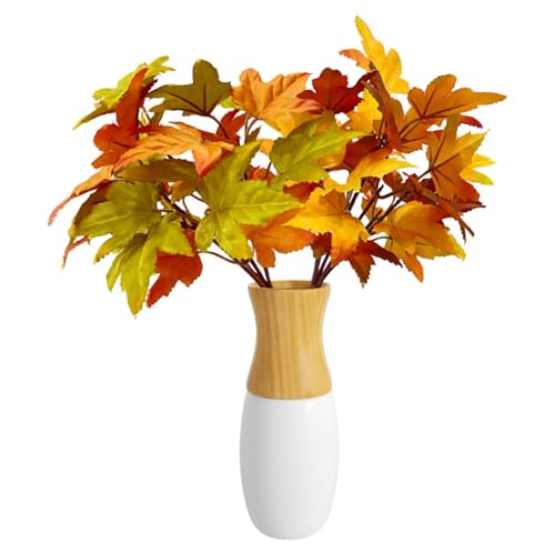 Yhsioaklo Ramas De Hojas De Arce - Hojas De Otoño Artificiales Para Decoración,2 Piezas Artificiales Hojas De Arce Otoñales Ramas Hojas De Otoño Falsas Hojas De Arce Arbustos Arbustos De