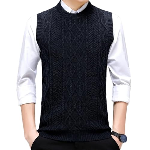 Men's Fashion O-Neck Knitted Sleeveless Sweater Vest - Young Men's Solid Color Warm Top