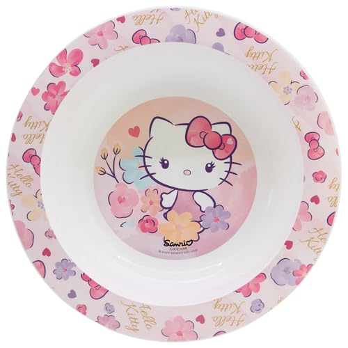STOR Bol Enfant Hello Kitty 1024ml - Compatible Micro-ondes, Plastique Sans BPA, Design Ergonomique pour Enfants