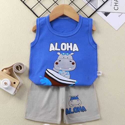 Image of Toddler Boys 4PCs Tank Top and Shorts Set Summer Clothes Cotton Outfits