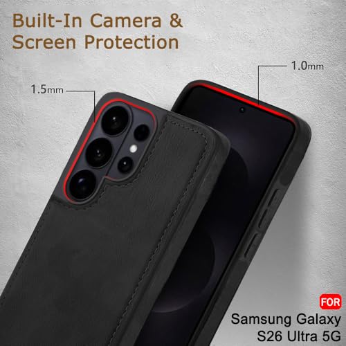 Image of TheGiftKart for Samsung S26 Ultra Case, Leather Finish Back Cover, Shockproof Design, Raised Edges for Camera & Screen Protection, Stunning Minimalist Design Galaxy S26 Ultra Back Cover (Black)