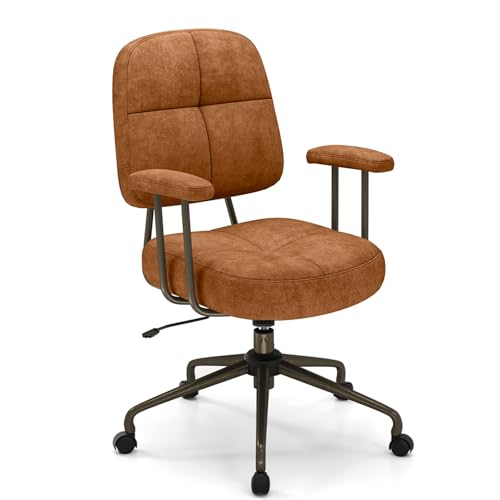 COSTWAY Bürostuhl, ergonomischer Drehstuhl mit Armlehnen & Rollen, Computerstuhl gepolstert, höhenverstellbar, Wippfunktion, Schreibtischstuhl für Schlafzimmer & Arbeitszimmer, Braun COSTWAY Bürostuhl, ergonomischer Drehstuhl mit Armlehnen & Rollen, Computerstuhl gepolstert, höhenverstellbar, Wippfunktion, Schreibtischstuhl für Schlafzimmer & Arbeitszimmer, Braun