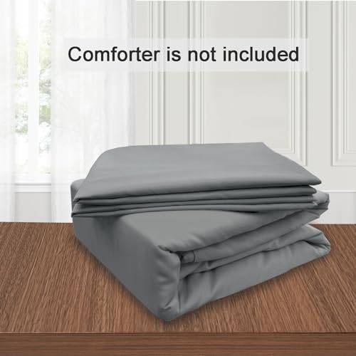 Image of Mejoroom Gray Duvet Cover Full - Bedding Sets Full - Soft and Breathable Comforter Cover with Zipper Closure, 3Pieces, 1 Duvet Cover (80x90) and 2 Pillow Cases(20x26)
