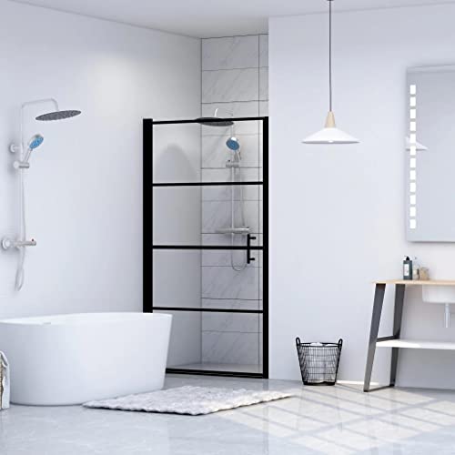 Vidaxl Shower Door Tempered Glass Black Shower Enclosure Panel Bathroom Home #TOP1