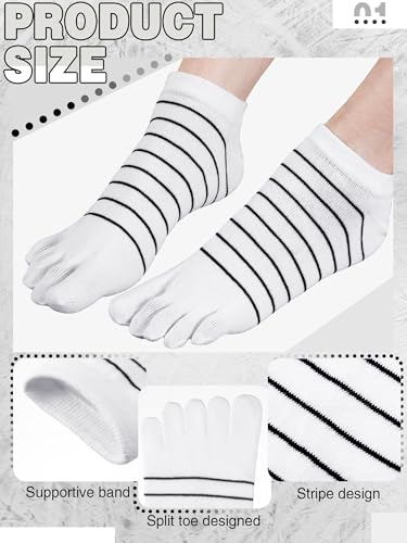 Image of Sintege 5 Pairs Stripe Toe Socks Women Colorful Finger Sock with Toes Separated Ankle Socks for Athletic Running Women Men