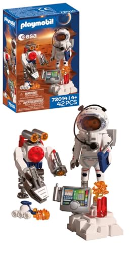PLAYMOBIL Space Astronauta da ESA com robô, com veículo explorador marciano, estação de análise e 3 amostras de rochas, pesquisa espacial, diversão para crianças a partir dos 4 anos | 72014