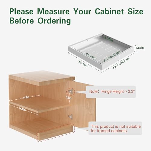 Expandable Pull Out Cabinet Organizer Adhesive,21"Deep 2Pack Slide Out Drawer for Kitchen Cabinets,Cabinet Pull Out Shelves For Kitchen Pantry Organization Adjustable Width 12.4"-20.47"White - Image 4