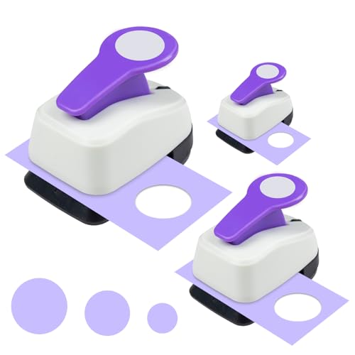 Craft Circle Hole Punch 3pcs Different Size of Scrapbooking Punches Crafting Designs for Office Supplies Card Making DIY Albums Photos Circle Cutter for Scrapbook Crafts Purple