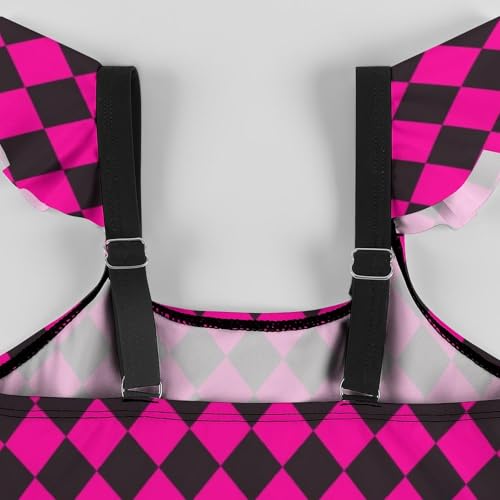 Image of Girls One Piece Swimsuit Polka Dots Ruffles Swimwear Bathing Suits 3-12 Years