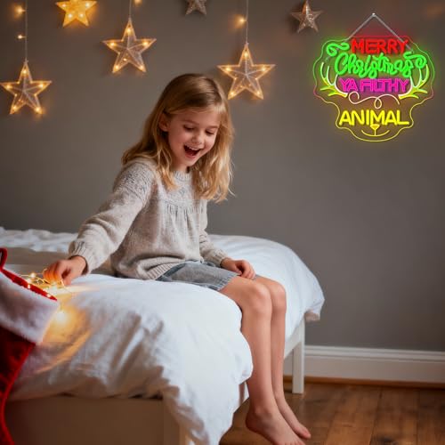 Image of Merry Christmas LED Neon Sign Christmas Deer Light for Grinch Decoration