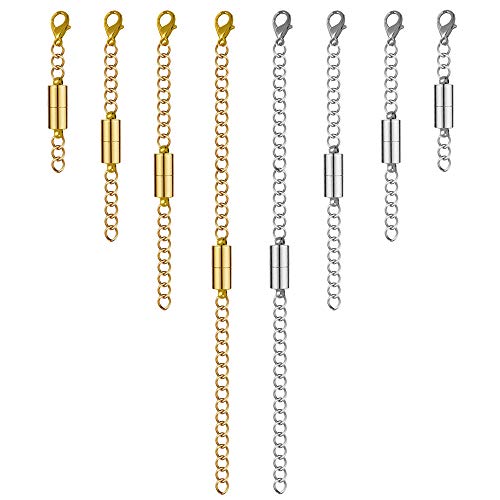 Exquiss 8 Pcs Necklace Extenders for Women Necklace Extenders Gold Silver Necklace Chain Extenders Jewelry Magnetic Necklace Extenders Bracelet Necklace Extender Chains Set 4 Sizes 6 4 3 2 Exquiss 8 Pcs Necklace Extenders for Women Necklace Extenders Gold Silver Necklace Chain Extenders Jewelry Magnetic Necklace Extenders Bracelet Necklace Extender Chains Set 4 Sizes 6" 4" 3" 2"
