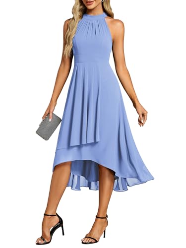 Image of Ever-Pretty Women's Halter Chiffon Midi Cocktail Wedding Guest Dress