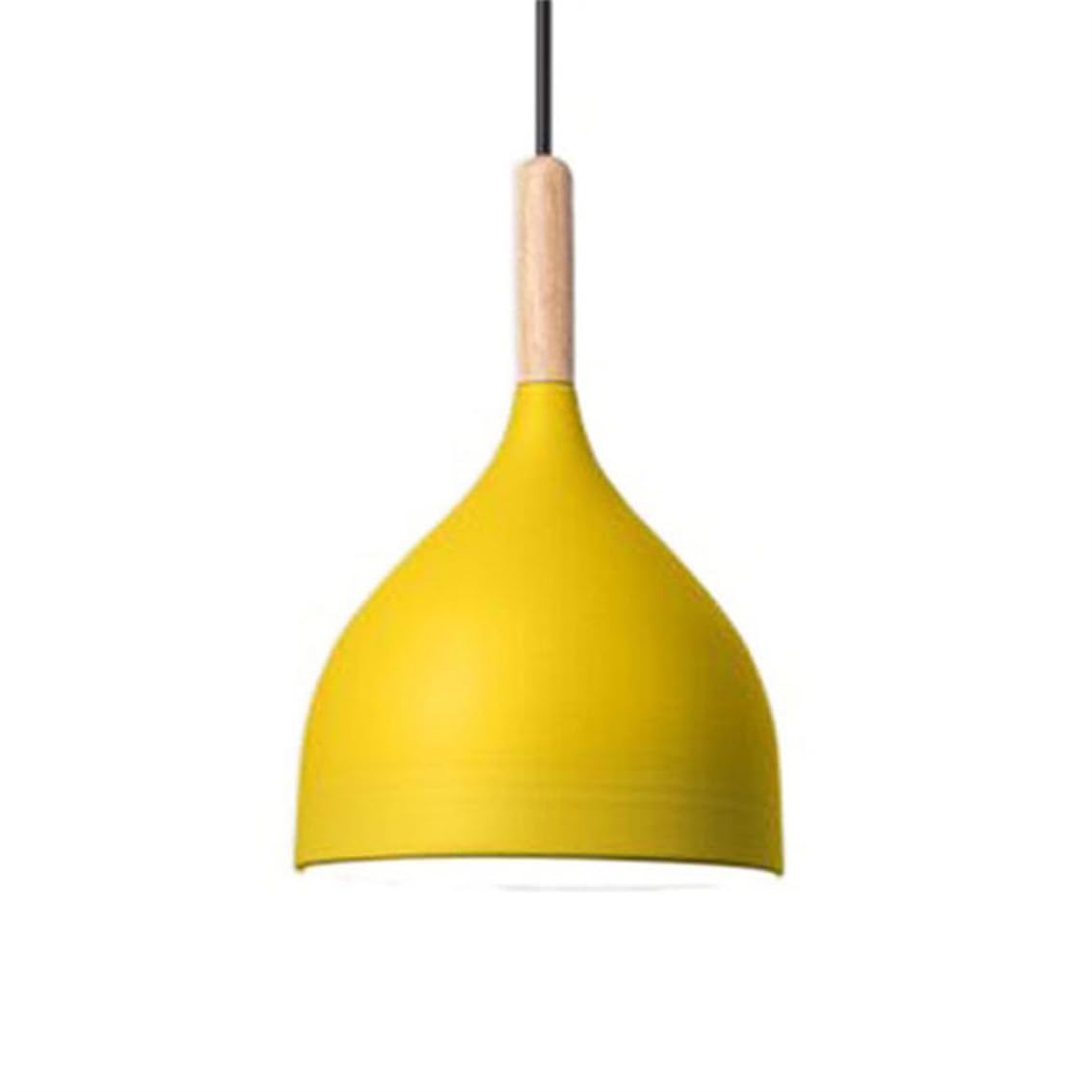 YGZPALH Matte Green Finish Metal Chandeliers Vintage Small E26 Lighting Fixture Nordic Bedroom Pendant Lighting Over Sink Lamp Fixtures for Kitchen Island, Farmhouse, Dining Room, with Oak Accent