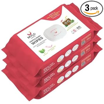 Gentle Baby Wipes with Organic Coconut Oil & Neem (80 Wipes) (with-Lid-3 set)