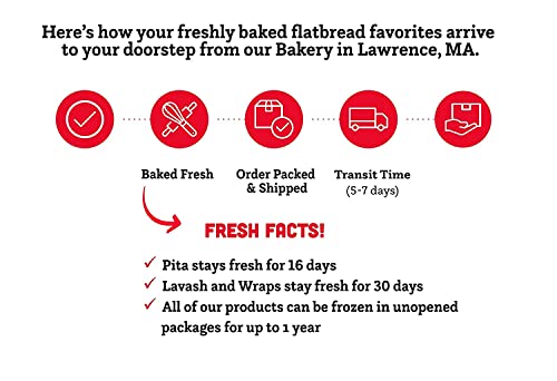 Joseph's Pita Bread Value 2-Pack, Flax Oat Bran And Whole Wheat, 7G Net Carbs Per Serving, Fresh Baked (6 Per Pack, 12 Pitas Total) #TOP6