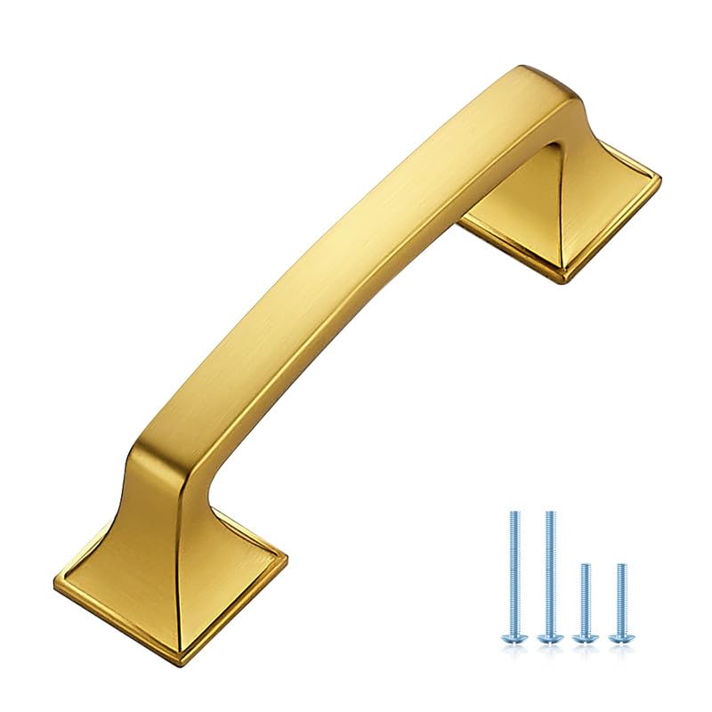 Ravinte Solid 3 Inch Big Square Foot Cabinet Pulls Gold Arch Pull Kitchen Cabinet Handles Gold Drawer Pulls Kitchen Cabinet Hardware Flat Black