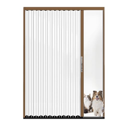Porte Pliante Coulissante Intérieure Transparente sans Perçage avec Verrou, Cadre Alu et Panneau Acrylique, Séparateur de Pièce Accordéon Extensible sur...